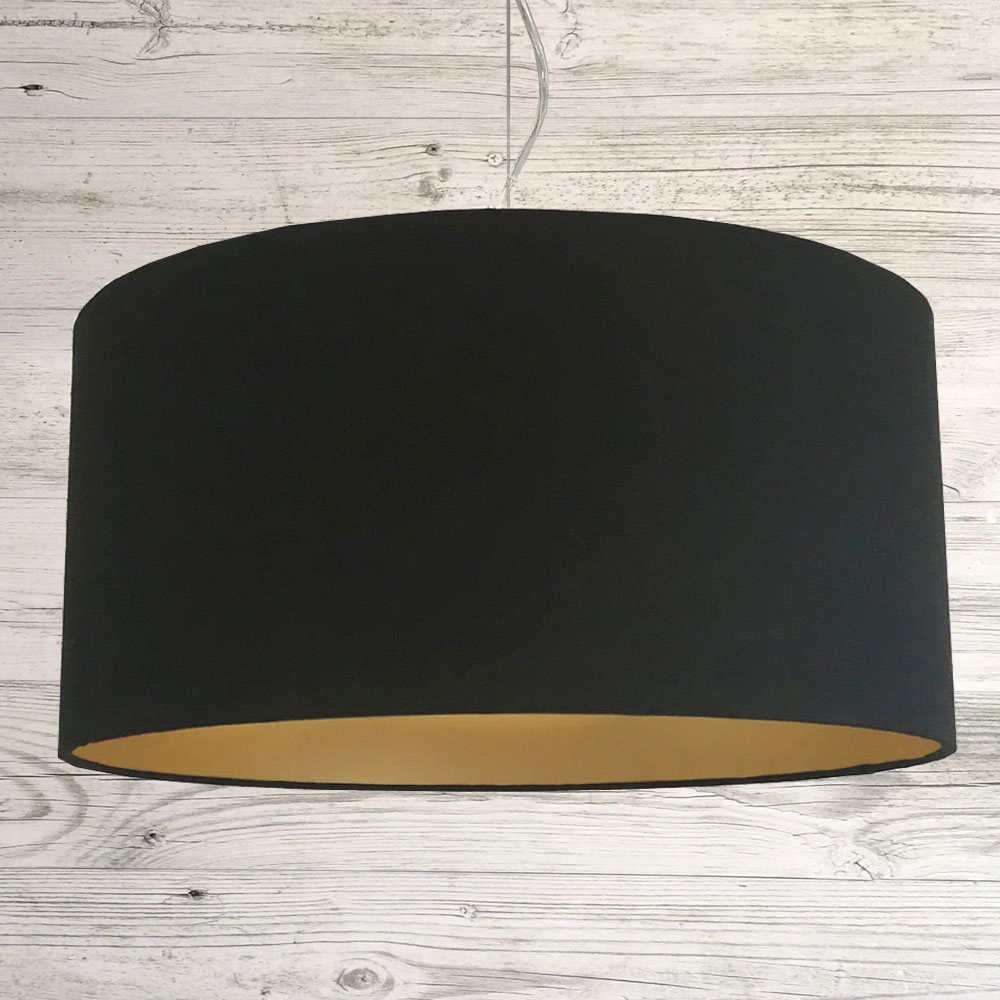 Black Drum Lampshade Gold Lining